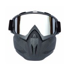 Face protection mask, made from hard plastic + ski goggles, silver lenses, model MCMFA01